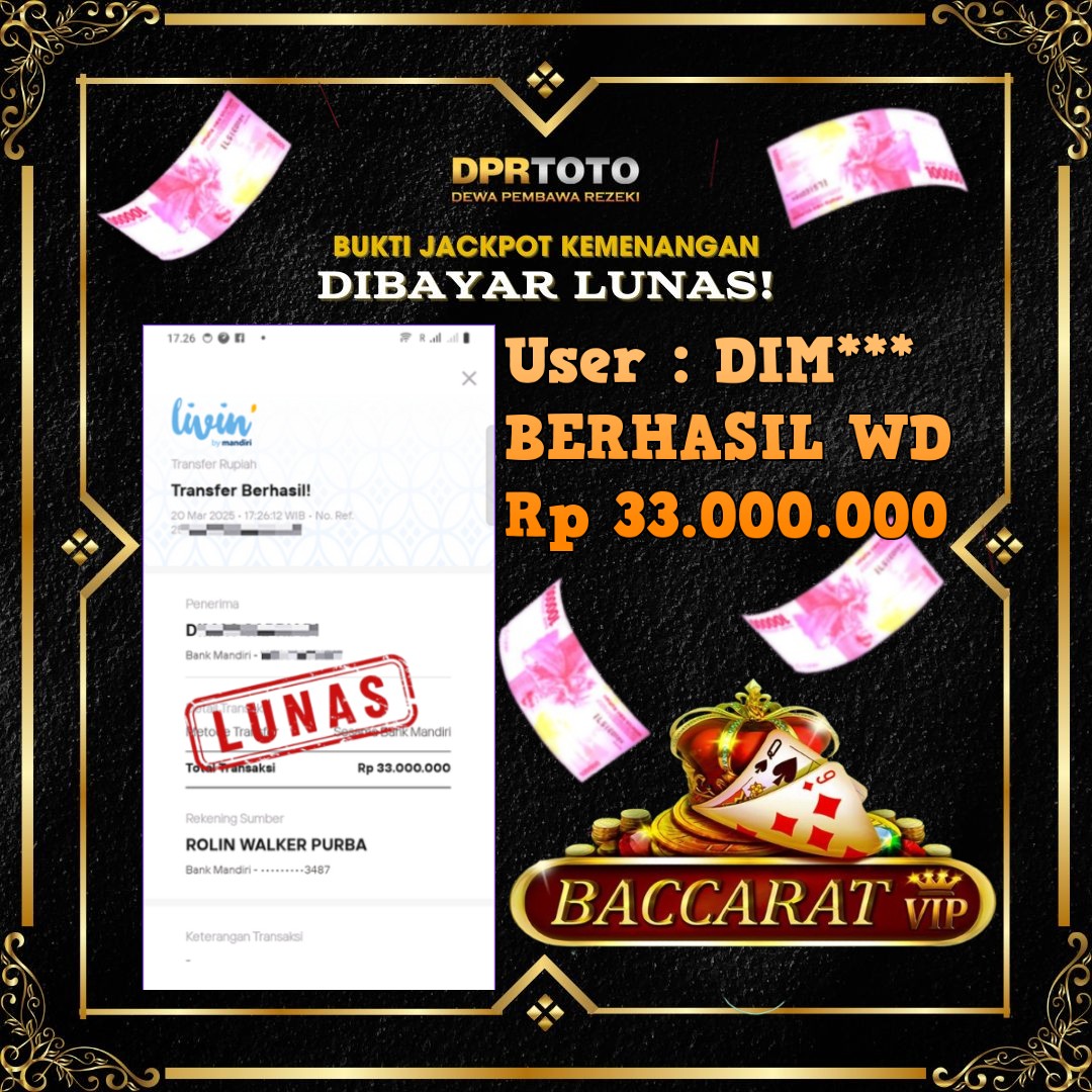 KEMENANGAN BESAR LIVE CASINO BACCARAT WD 33.000.000 - LUNAS